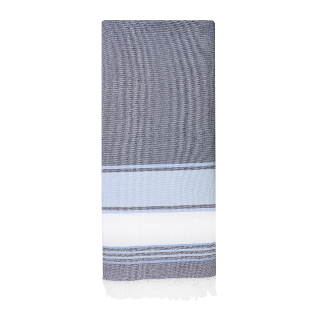 Fouta bouclette recyclée personnalisable Marina Bleu marine